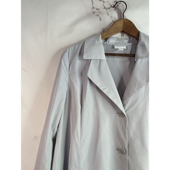 J Jill Windbreaker Shirt Womens Medium Gray Pleat Collar Anora Rain Jacket - Picture 2 of 12